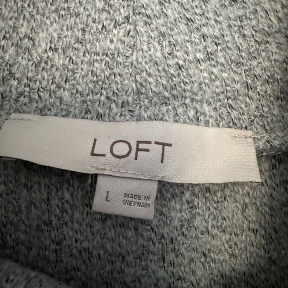 LOFT Women L Sleeveless Tunic Sweater Ribbed Neckline Oversized Fit Side Slit - Picture 5 of 7